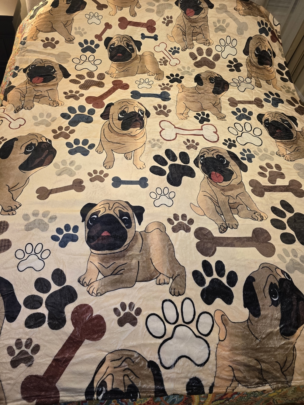 Pug Print Throw Blanket.